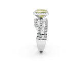 White gold Fancy Yellow Princess Cut Diamond Halo Ring with Round Split Shank and Prong Setting_40