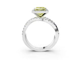 White gold Fancy Yellow Princess Cut Diamond Halo Ring with Round Split Shank and Prong Setting_41