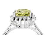 White gold Fancy Yellow Princess  Cut Diamond Halo Ring with Solitaire Band and Prong Setting_33