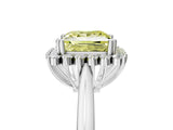 White gold Fancy Yellow Princess  Cut Diamond Halo Ring with Solitaire Band and Prong Setting_34