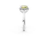 White gold Fancy Yellow Princess  Cut Diamond Halo Ring with Solitaire Band and Prong Setting_36