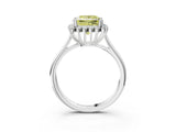 White gold Fancy Yellow Princess  Cut Diamond Halo Ring with Solitaire Band and Prong Setting_37