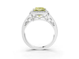 White gold Fancy Yellow Princess Cut Diamond Halo Ring with Split Shank and Bezel Accents and Prong Setting_3