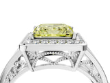 White gold Fancy Yellow Princess Cut Diamond Halo Ring with Split Shank and Bezel Accents and Prong Setting_4