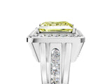 White gold Fancy Yellow Princess Cut Diamond Halo Ring with Split Shank and Bezel Accents and Prong Setting_5