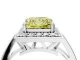 White gold Fancy Yellow Princess Cut Diamond Halo Ring with Split Shank and Four-Prong Setting_21