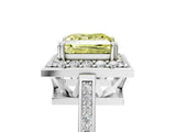 White gold Fancy Yellow Princess Cut Diamond Halo Ring with Split Shank and Four-Prong Setting_22