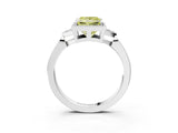 White gold Fancy Yellow Princess Cut Diamond Halo Ring with Tapered Band and Four-Prong Setting_34