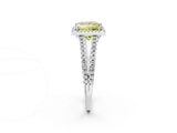 White gold Fancy Yellow Princess Cut Diamond Halo Split Shank Engagement Ring_77