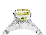 White gold Fancy Yellow Princess Cut Diamond  Halo Twist Band Solitaire Prong Setting Ring_16