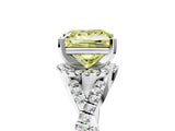 White gold Fancy Yellow Princess Cut Diamond  Halo Twist Band Solitaire Prong Setting Ring_17