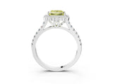 White gold Fancy Yellow Princess  Cut Diamond Milgrain Floral Halo Engagement Ring with Pavé Band_12