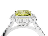 White gold Fancy Yellow Princess  Cut Diamond Milgrain Floral Halo Engagement Ring with Pavé Band_13