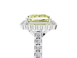 White gold Fancy Yellow Princess  Cut Diamond Milgrain Floral Halo Engagement Ring with Pavé Band_14