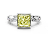 White gold Fancy Yellow Princess  Cut Diamond Milgrain Marquise Band with Prong Setting_3