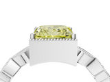 White gold Fancy Yellow Princess  Cut Diamond Milgrain Marquise Band with Prong Setting_7