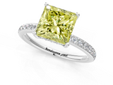 White gold Fancy Yellow Princess  Cut Diamond Pavé Band Ring with Four-Prong Setting_1