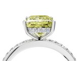 White gold Fancy Yellow Princess  Cut Diamond Pavé Band Ring with Four-Prong Setting_4