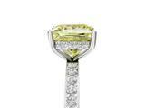 White gold Fancy Yellow Princess  Cut Diamond Pavé Band Ring with Four-Prong Setting_5