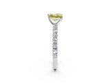 White gold Fancy Yellow Princess Cut Diamond Pavé Band Solitaire Ring with Prong Setting_31