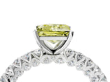 White gold Fancy Yellow Princess Cut Diamond Pavé Band Solitaire Ring with Prong Setting_33