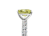 White gold Fancy Yellow Princess Cut Diamond Pavé Band Solitaire Ring with Prong Setting_34