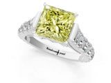 White gold Fancy Yellow Princess  Cut Diamond Pavé Band Solitaire with Four-Prong Setting_16