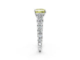White gold Fancy Yellow Princess  Cut Diamond Pavé Band Solitaire with Four-Prong Setting_17
