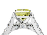 White gold Fancy Yellow Princess  Cut Diamond Pavé Band Solitaire with Four-Prong Setting_19