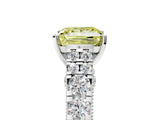 White gold Fancy Yellow Princess  Cut Diamond Pavé Band Solitaire with Four-Prong Setting_20