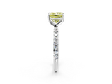 White gold Fancy Yellow Princess  Cut Diamond Pavé Band Solitaire with Four-Prong Setting_5