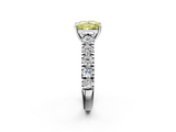 White gold Fancy Yellow Princess  Cut Diamond Pavé Band Solitaire with Four-Prong Setting_5