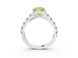 White gold Fancy Yellow Princess  Cut Diamond Pavé Band Solitaire with Four-Prong Setting_6