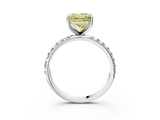 White gold Fancy Yellow Princess  Cut Diamond Pavé Band Solitaire with Four-Prong Setting_6