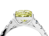 White gold Fancy Yellow Princess  Cut Diamond Pavé Band Solitaire with Four-Prong Setting_7
