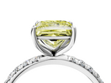 White gold Fancy Yellow Princess  Cut Diamond Pavé Band Solitaire with Four-Prong Setting_7