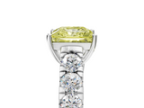 White gold Fancy Yellow Princess  Cut Diamond Pavé Band Solitaire with Four-Prong Setting_8