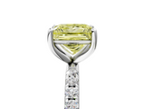 White gold Fancy Yellow Princess  Cut Diamond Pavé Band Solitaire with Four-Prong Setting_8