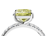 White gold Fancy Yellow Princess  Cut Diamond Pavé Band with Four-Prong Setting_4