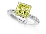 White gold Fancy Yellow Princess Cut Diamond Pavé Engagement Ring with Round  Accents and Prong Setting_54