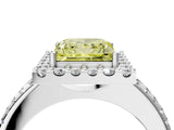 White gold Fancy Yellow Princess Cut Diamond Pavé Halo Ring with Four-Prong Setting_45