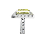 White gold Fancy Yellow Princess Cut Diamond Pavé Halo Ring with Four-Prong Setting_46
