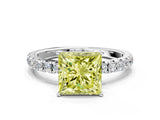 White gold Fancy Yellow Princess Cut Diamond Pavé Solitaire Engagement Ring with Four-Prong Setting_29