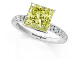 White gold Fancy Yellow Princess Cut Diamond Pavé Solitaire Engagement Ring with Four-Prong Setting_30