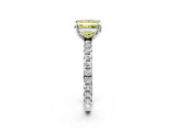 White gold Fancy Yellow Princess Cut Diamond Pavé Solitaire Ring with Round Band and Prong Setting_15