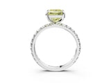 White gold Fancy Yellow Princess Cut Diamond Pavé Solitaire Ring with Round Band and Prong Setting_16