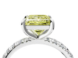 White gold Fancy Yellow Princess Cut Diamond Pavé Solitaire Ring with Round Band and Prong Setting_17