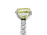 White gold Fancy Yellow Princess Cut Diamond Pavé Solitaire Ring with Round Band and Prong Setting_18