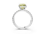 White gold Fancy Yellow Princess Cut Diamond Pavé Solitaire Ring with Round Band and Prong Setting_40