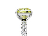 White gold Fancy Yellow Princess Cut Diamond Pavé Solitaire Ring with Round Band and Prong Setting_42